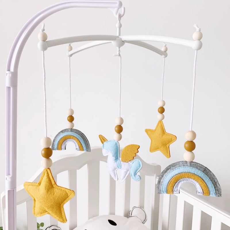 北歐風毛氈風鈴裝飾嬰兒床兒童房可愛動物造型增添童趣氛圍