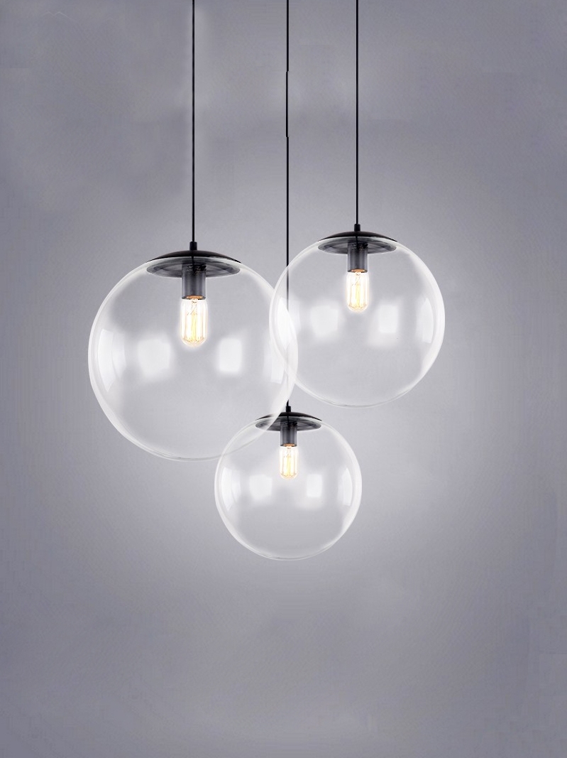 設計感北歐簡約透明玻璃圓球吊燈 客廳餐廳陽臺吧檯辦公室裝飾燈 (8.3折)