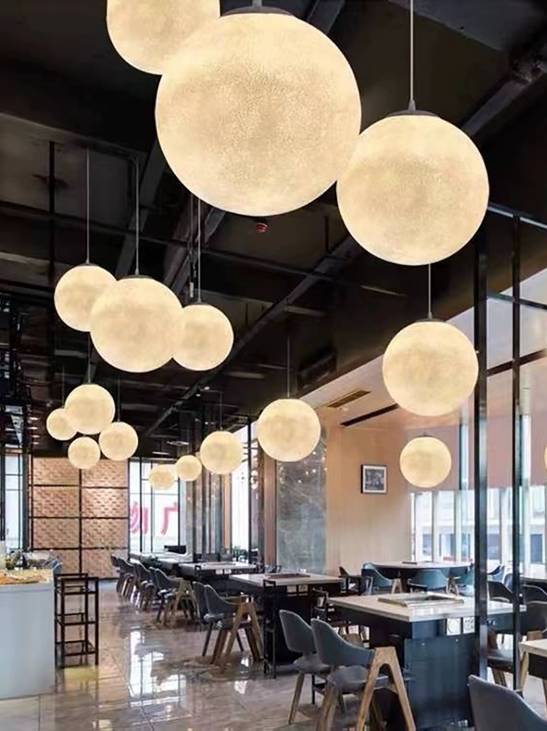 北歐浪漫月球吊燈裝飾餐廳服裝店商用工程創意氛圍月球燈 (4.8折)