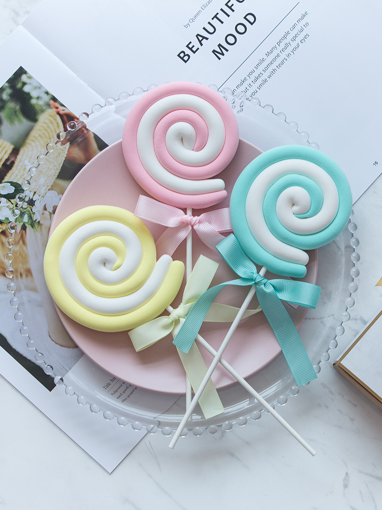 仿真波板棒棒糖棉花糖擬真婚禮攝影道具甜品擺飾人造糖果 (8.3折)