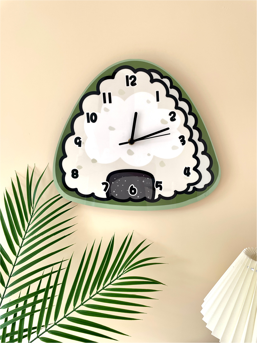 創意卡通飯糰掛鐘適合日式餐廳壽司店餐廳的個性靜音掛鐘