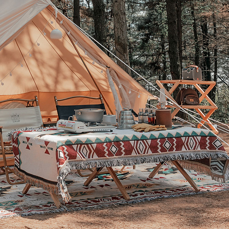 戶外露營裝飾桌佈波西米亞野餐墊複古民族風野餐佈ins風地墊用品