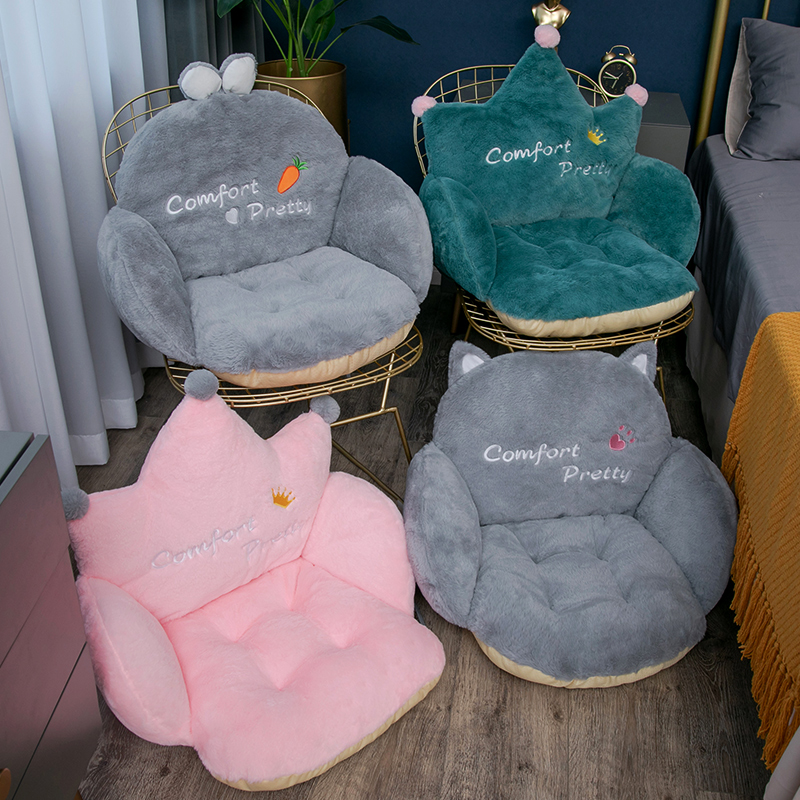 可愛椅墊兒童款553636釐米絨毛卡通貓咪皇冠兔子靠墊書桌坐墊