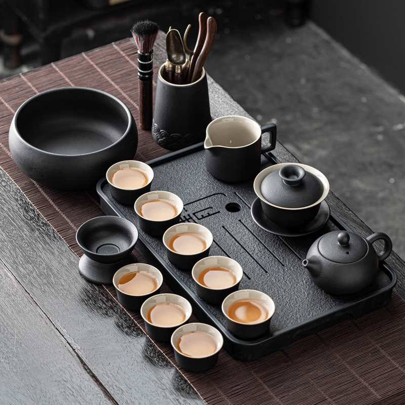 黑陶功夫茶具套組中式風格適用6人商用客廳價格實惠 (3折)