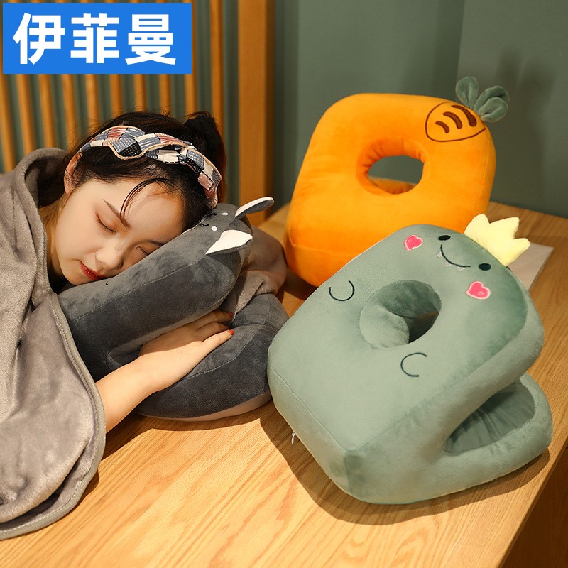 夏季冰絲午睡枕  可愛動物造型上班午休兒童用趴睡枕 (7.1折)