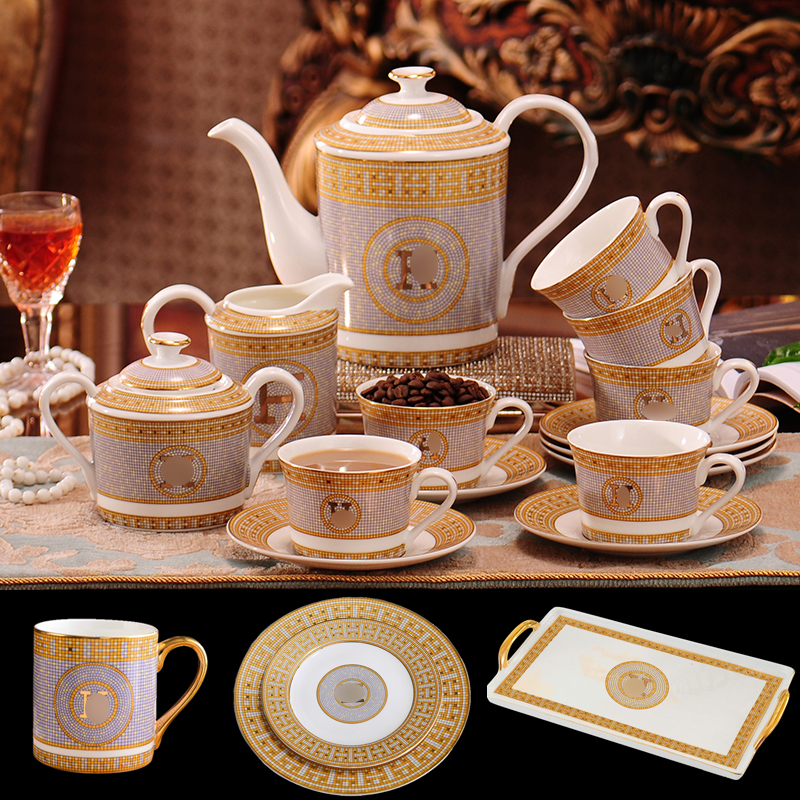 歐式骨瓷咖啡具套裝6人份英式下午茶優雅宮廷風