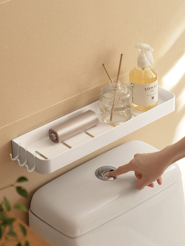 免打孔塑料衛生紙收納置物架 馬桶旁邊浴室日式風格