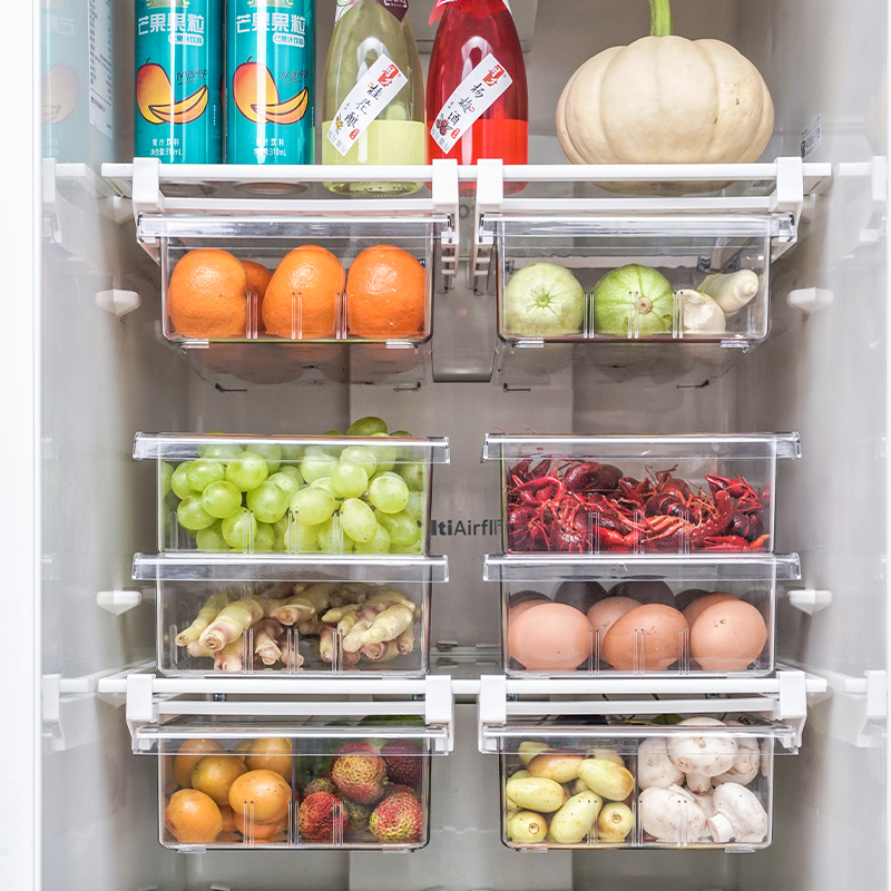 中國風抽拉式收納盒 廚房蔬菜水果保鮮置物架 冰箱收納神器