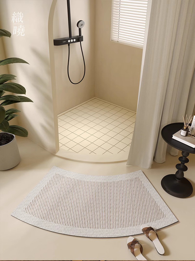 簡約現代浴室弧形珪藻土地墊 衛生間專用防摔腳墊