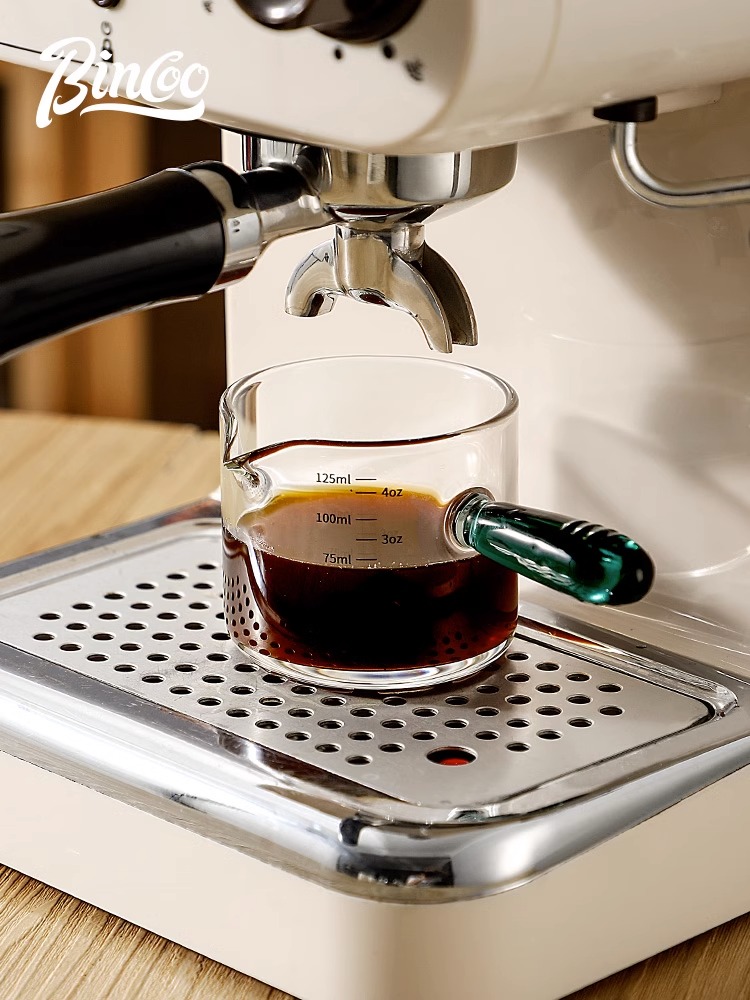 bincoo刻度咖啡杯意式濃縮咖啡萃取量杯玻璃柄小奶盅