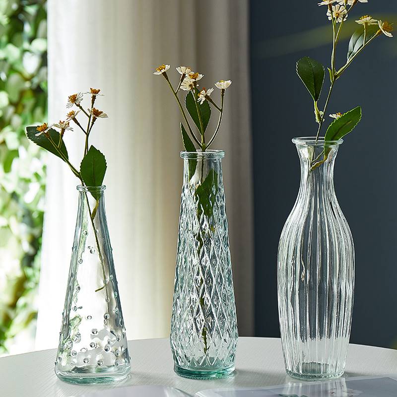 多彩玻璃糖缸浮雕工藝品歐美風格居家擺飾品透明水培花瓶裝飾擺件