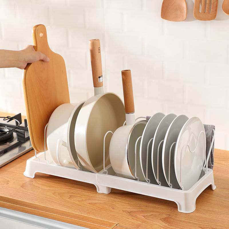 廚房置物架櫥櫃可伸縮放碗盤子鍋具收納架檯麵碗碟架鍋蓋架