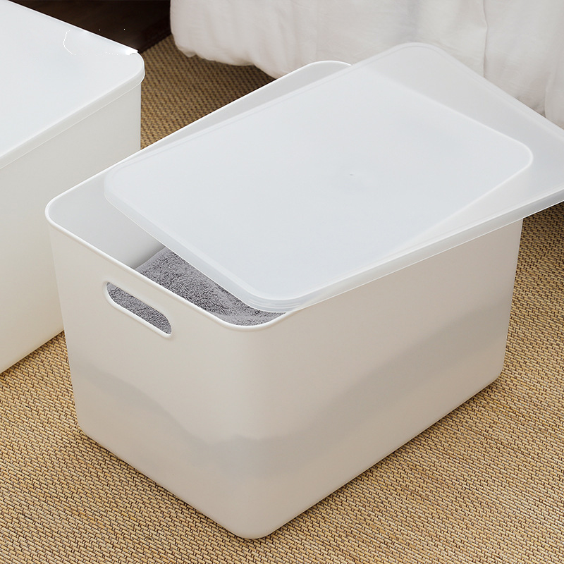 日式透明蓋塑料提手大號收納盒白色臥室收納盒