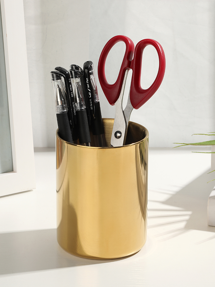 金屬質感筆筒304不鏽鋼材質簡約北歐風格多功能收納辦公室書房必備 (8.3折)