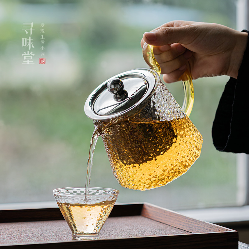 錘紋不鏽鋼玻璃茶壺 家居泡茶茶藝新時尚