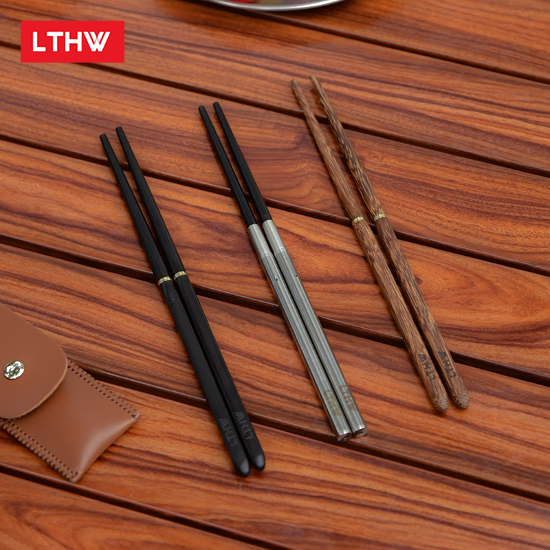 戶外摺疊筷野餐露營烤肉雙人實木便攜式筷子餐具