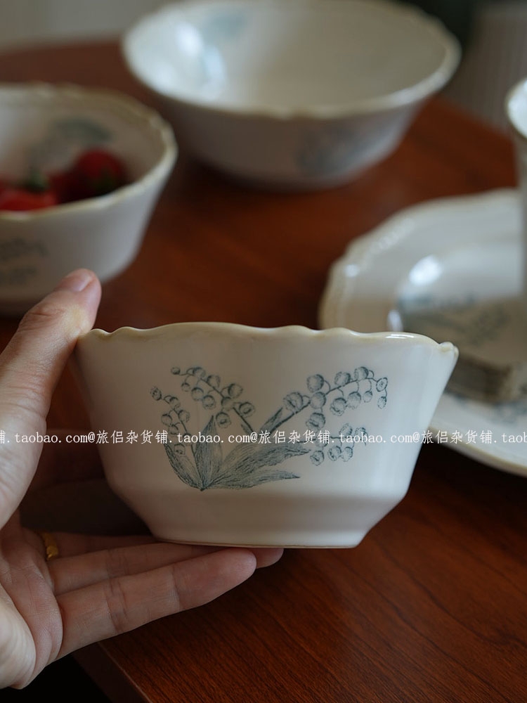 復古法式陶瓷餐具 馬克杯 小碗 平盤 深盤 餐盤 5件套 8寸 6寸 歐式風格 復古元素 瓷