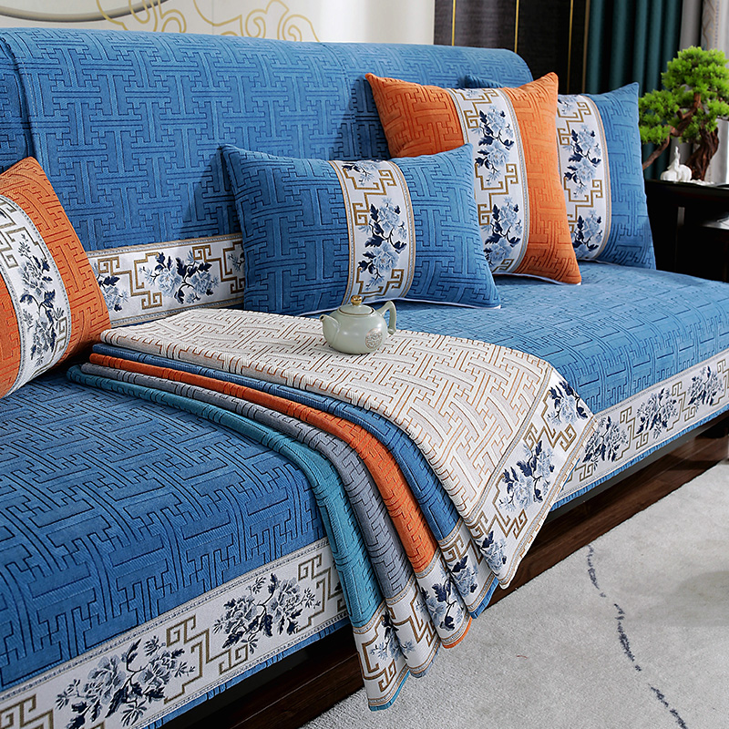 雪尼爾提花防滑沙發套簡約現代風格四季通用全罩式坐墊