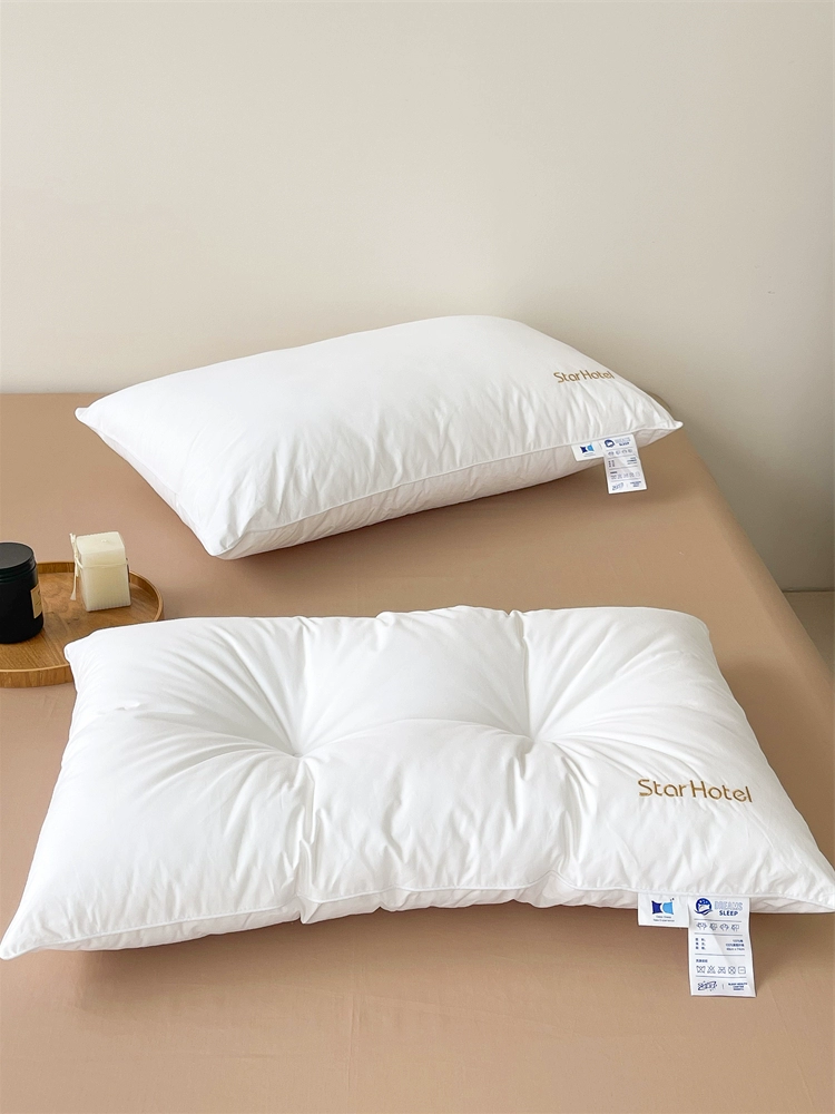 舒適全棉高低枕 蓬鬆羽絲絨填充單人枕芯助眠不塌陷