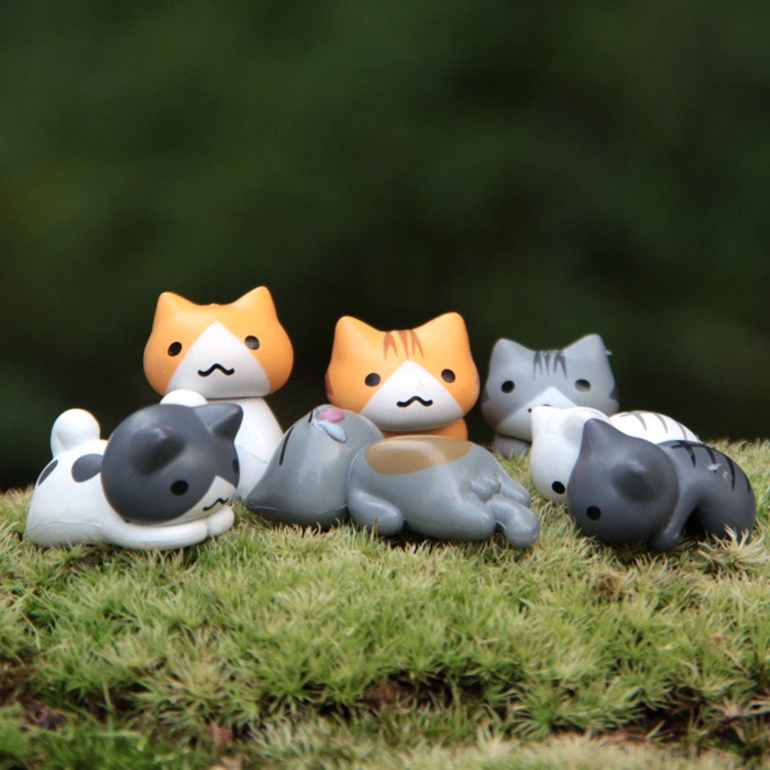 6款日本動漫貓咪diy造景微景觀花盆多肉擺件花園擺飾園藝擺件玩偶