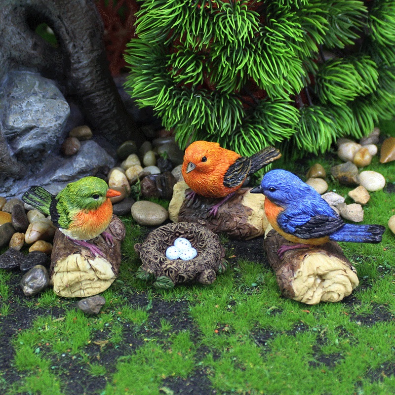 微景觀擺件 精緻樹樁小鳥裝飾 日本田園風家居擺設 (3折)