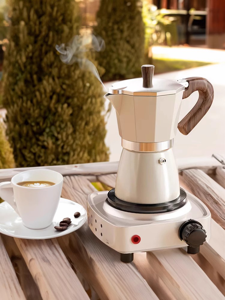 簡約摩卡壺咖啡壺歐式風格家用煮咖啡機小型單閥電陶爐手衝咖啡器具
