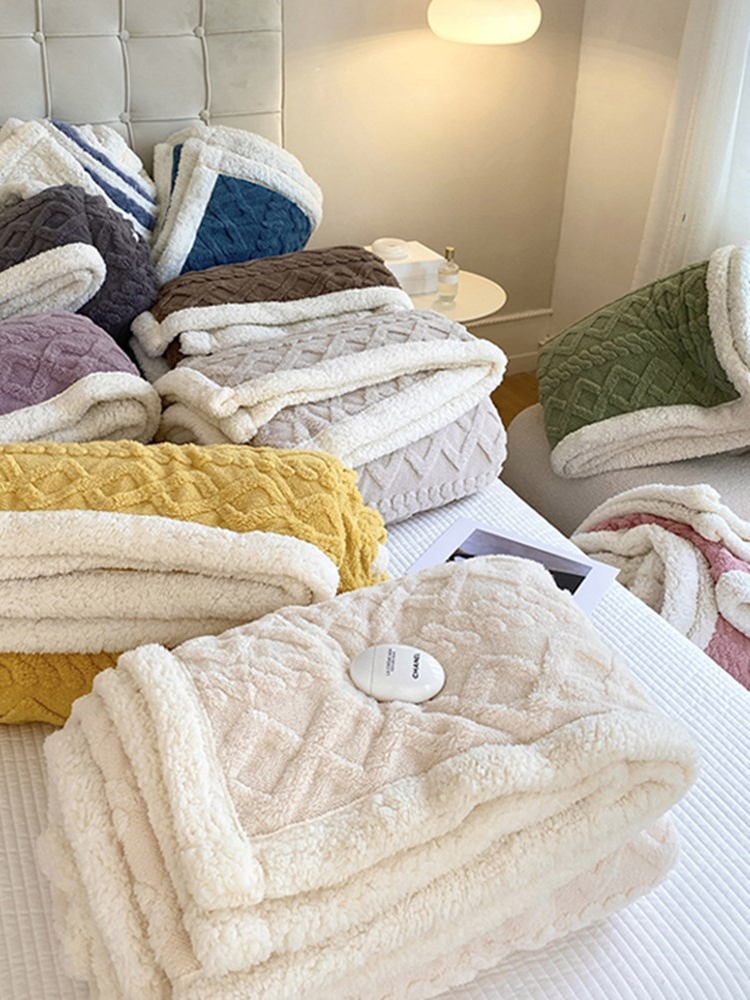 簡約純色羊羔絨兩用被套沙發毯 時尚家居四季通用保暖毯 (2.7折)