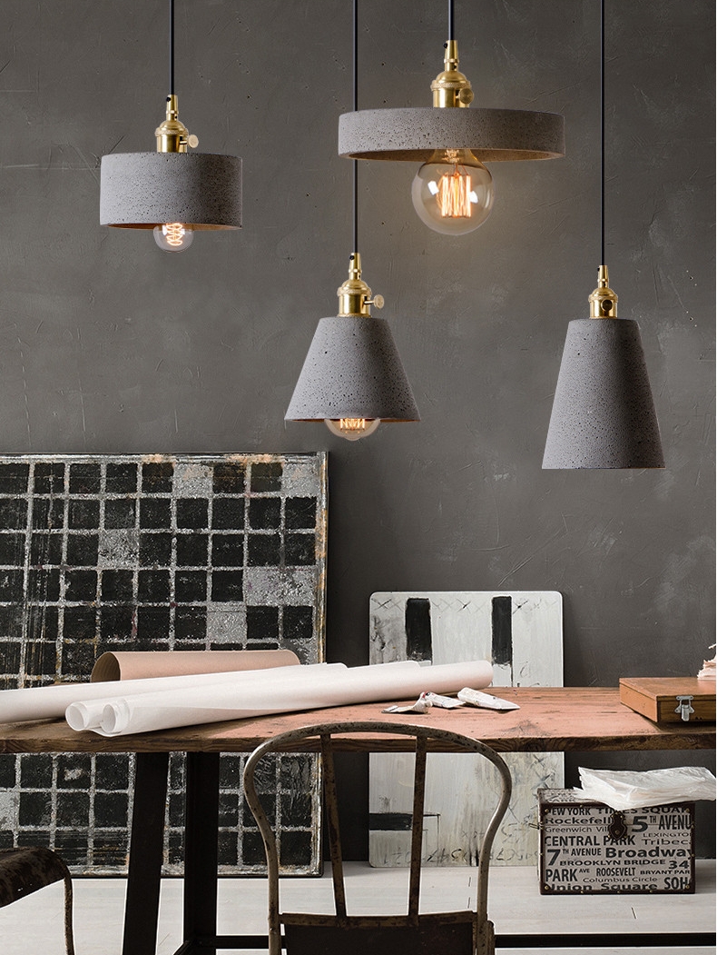 水泥創意設計師北歐複古懷舊黃銅工程餐厛loft工業風格帶開關吊燈