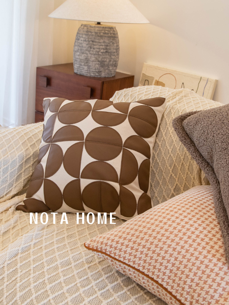 簡約現代幾何圖案混紡千鳥格抱枕適用客廳車用可選單獨抱枕套或抱枕套加枕芯