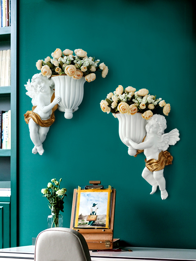 歐式丘比特天使壁飾客廳臥室牆面裝飾樹脂手工塗漆優雅浪漫