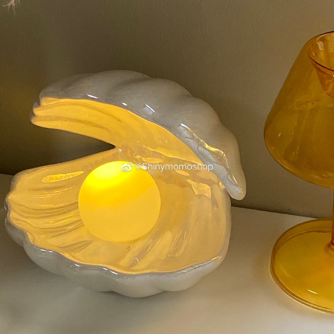 貝殼燈陶瓷貝殼收納盤裝飾擺件ins博主風格檯燈 (1.5折)