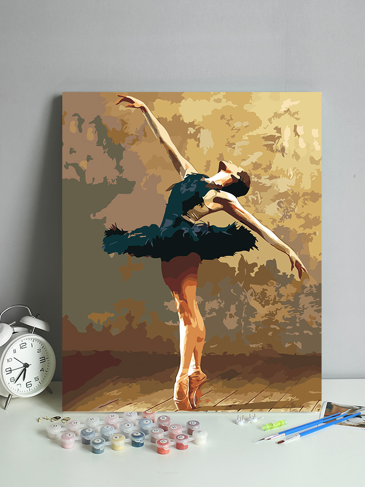 diy丙烯油畫數字油畫芭蕾舞者人物女手工塗色填色畫