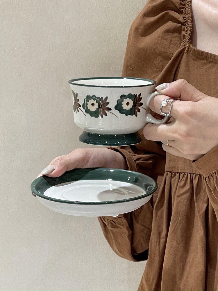 法式復古風ins風手繪芬蘭中古杯碟小清新陶瓷咖啡杯