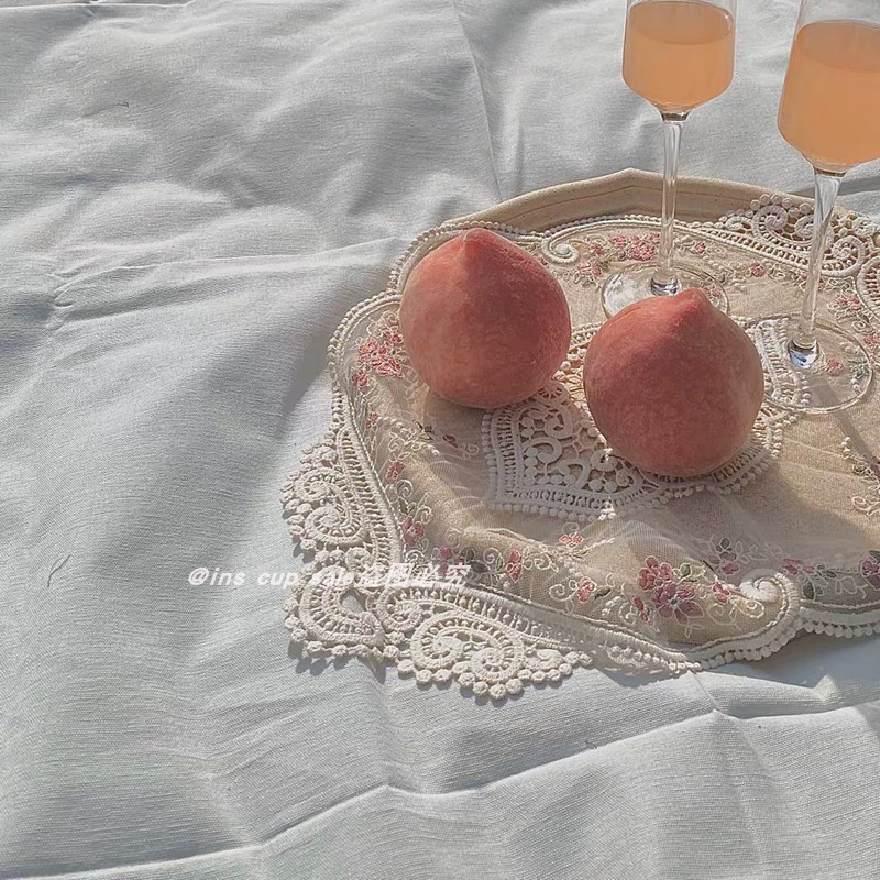 法式浪漫復古蕾絲刺繡餐墊杯墊田園ins風布藝小桌布歐式風格圓形杯墊裝飾餐桌