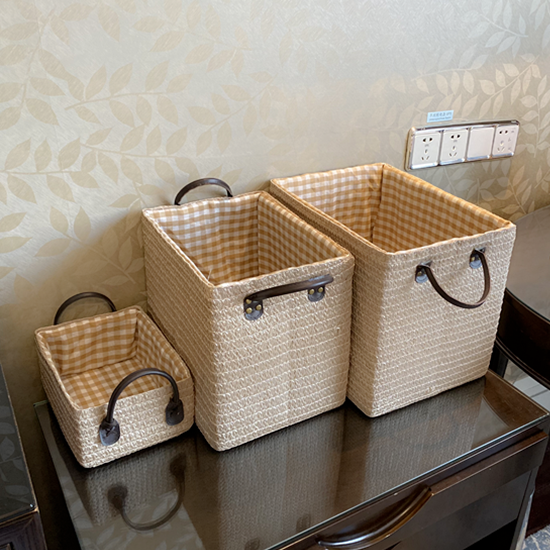 日式簡約收納箱衣櫃收納盒零食襍物整理箱後備箱儲物盒編織收納筐