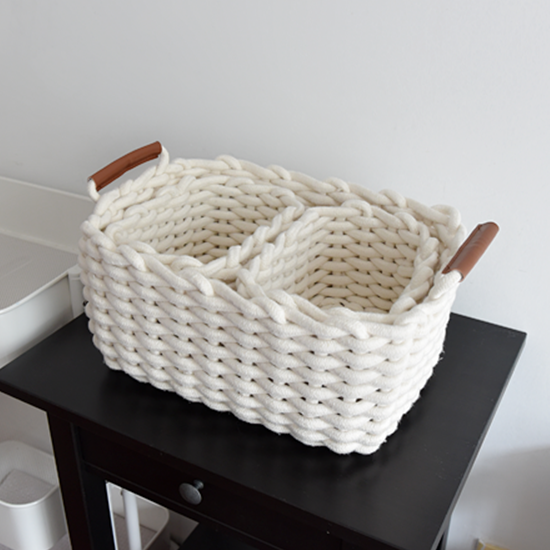 棉線收納籃衣物籃零食儲物盒內衣雜物整理箱桌面北歐編織籃