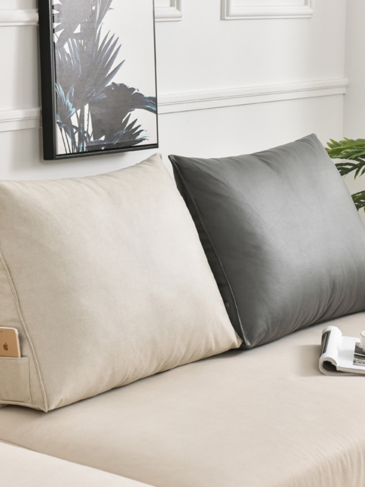 科技布靠枕大靠背軟包客廳飄窗沙發床榻榻米護腰靠墊可拆