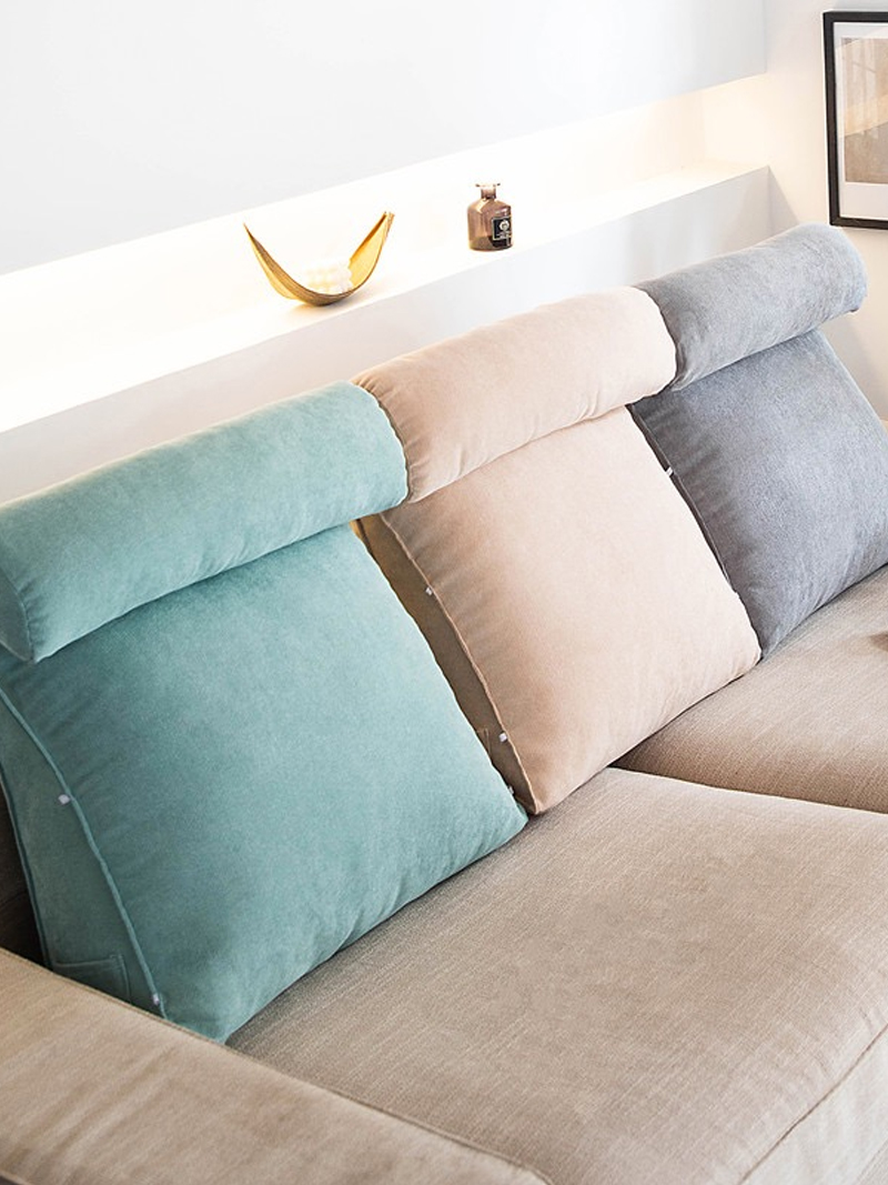 簡約現代方形毛絨靠墊午睡枕多色可選可做床頭靠枕或護腰墊 (7折)