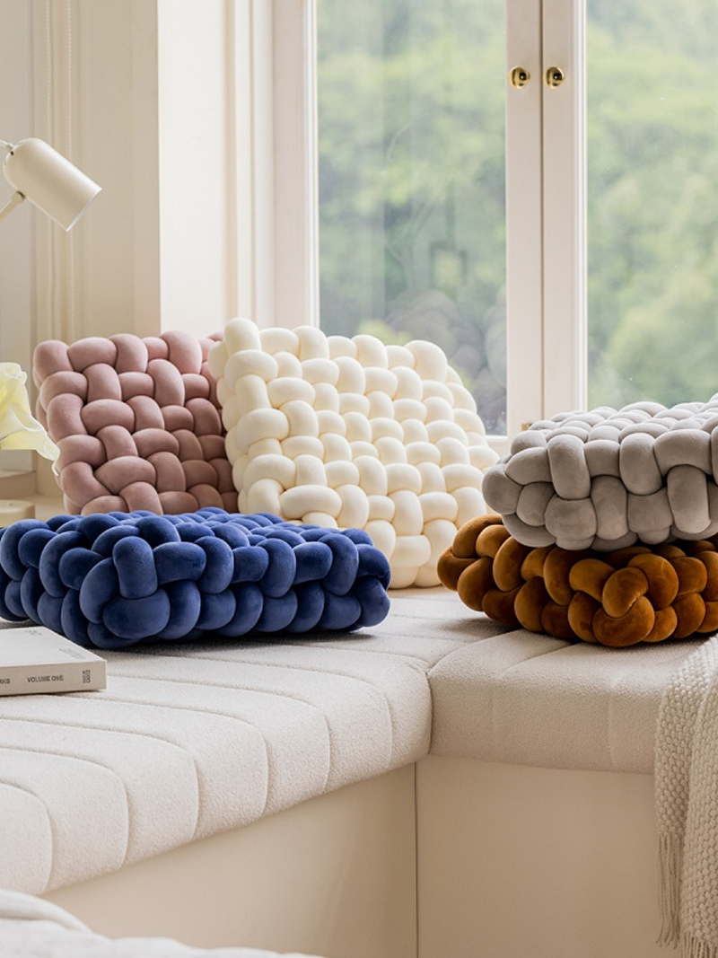 毛絨材質北歐風格糖果色抱枕適合沙發座椅靠墊使用多色可選