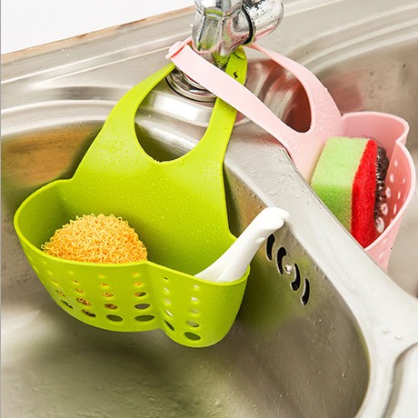 水槽瀝水架 洗碗收納掛籃掛袋海緜瀝水籃廚房用品置物架水龍頭