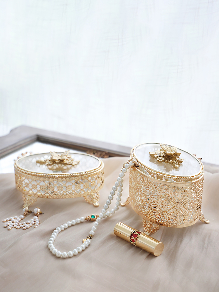 精緻首飾收納盒歐式小奢華風格 化妝品飾品珠寶展示道具鏡子