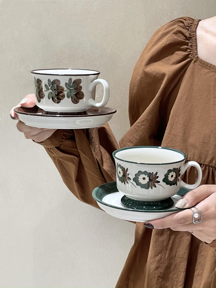 法式復古風ins風手繪芬蘭中古杯碟小清新陶瓷咖啡杯