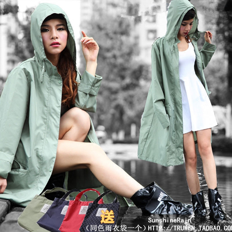 時尚日系雨衣 簡約風衣式雨披 超輕一甩乾 女士徒步雨衣