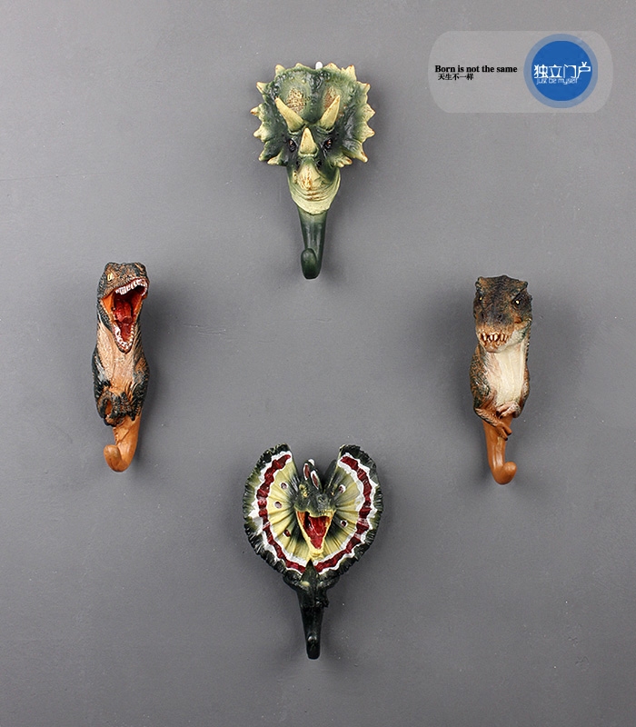 美式鄉村樹脂動物模型裝飾掛鉤 侏羅紀世界創意掛衣鉤 (8.3折)