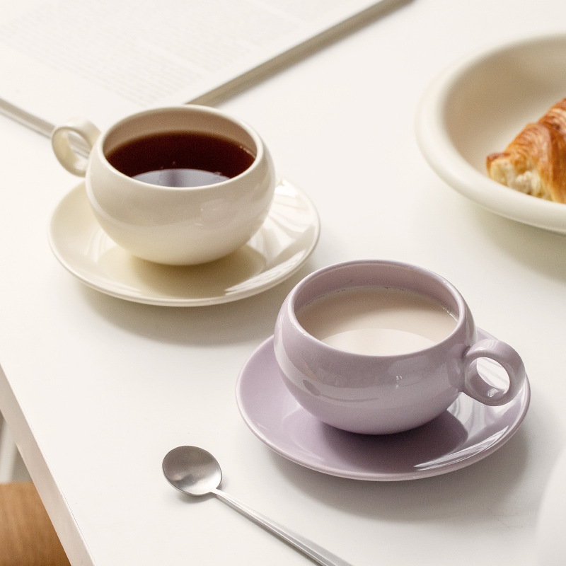 北歐風簡約情侶咖啡杯馬克杯 喝水拉花陶瓷牛奶公辦公室茶杯