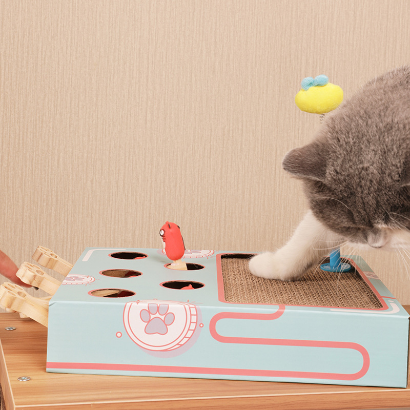 五孔打地鼠貓玩具瓦楞紙貓咪益智互動逗貓自嗨玩具寵物用品貓抓板